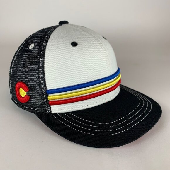 Colorado State Flag Black White Aksels Snapback Trucker Hat - Picture 1 of 6